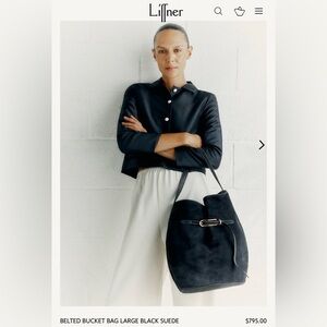 LIFFNER - BELTED BUCKET BAG LARGE BLACK SUEDE